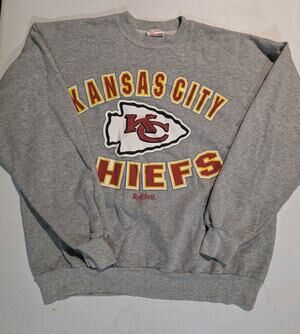 VTG Kansas City Chiefs Sweatshirt Mens XL Riddell Hanes NFL Gray Arrowhead